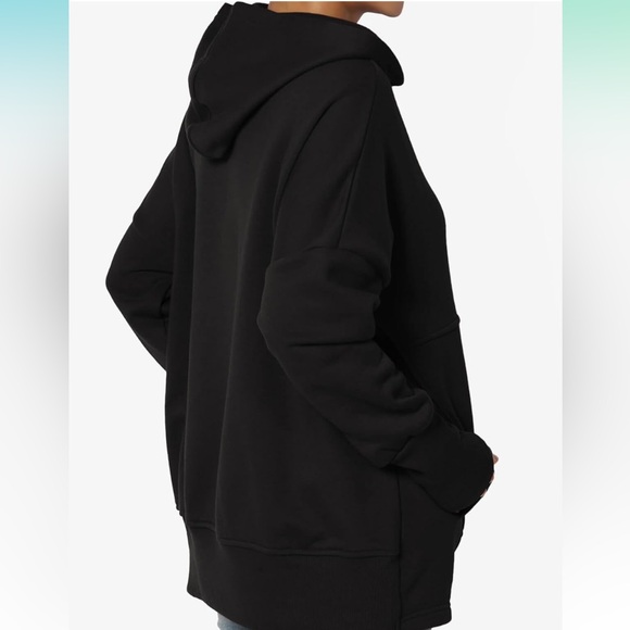 🛍️# 2456 NWOT TheMogan Oversized Pullover Fleece Hooded Sweatshirt Tunic Hoodie - Picture 3 of 14
